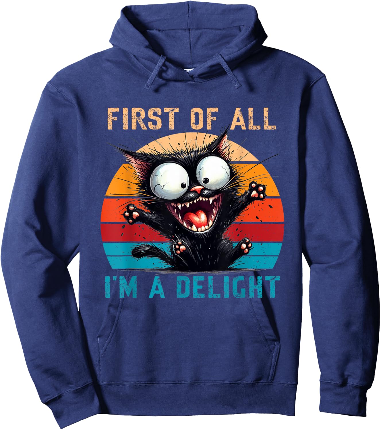 First Of All I'm A Delight Funny Sarcastic Cat Men Women Hoodie - Hoodie | Navy
