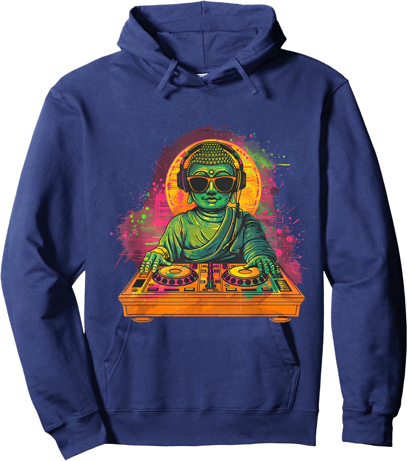 Buddha DJ Turntable DJ Buddha Meditation Dance Club House Hoodie - Hoodie | Navy