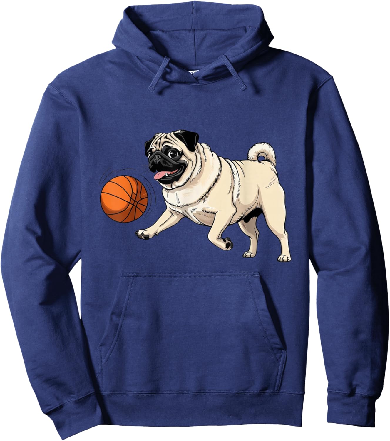 Pug Dog Playing Basketball for Pet Lovers Women Men Kids Hoodie - Hoodie | Navy