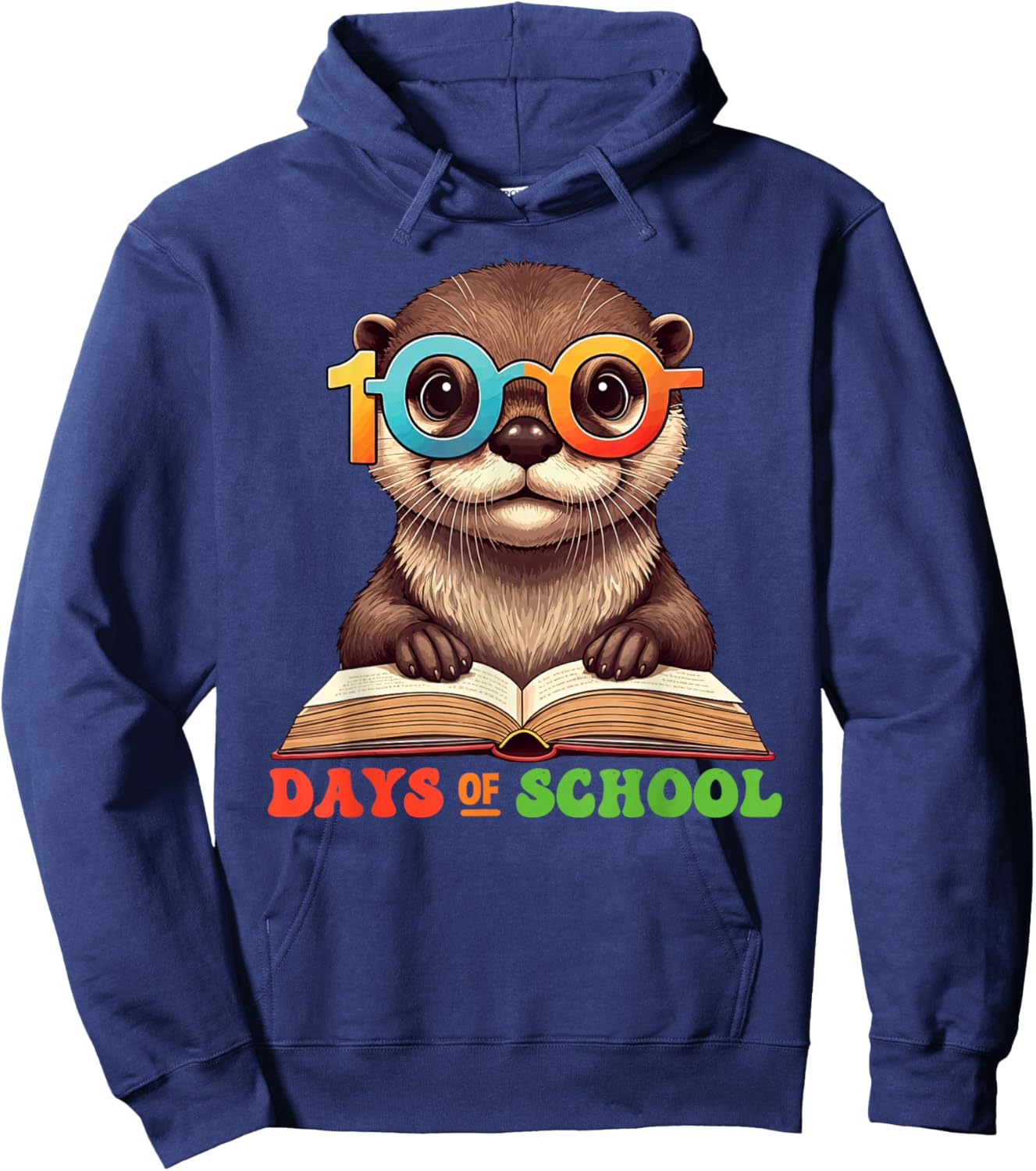 Funny Otter 100th Day Of School Teacher Kids Hoodie - Hoodie | Navy