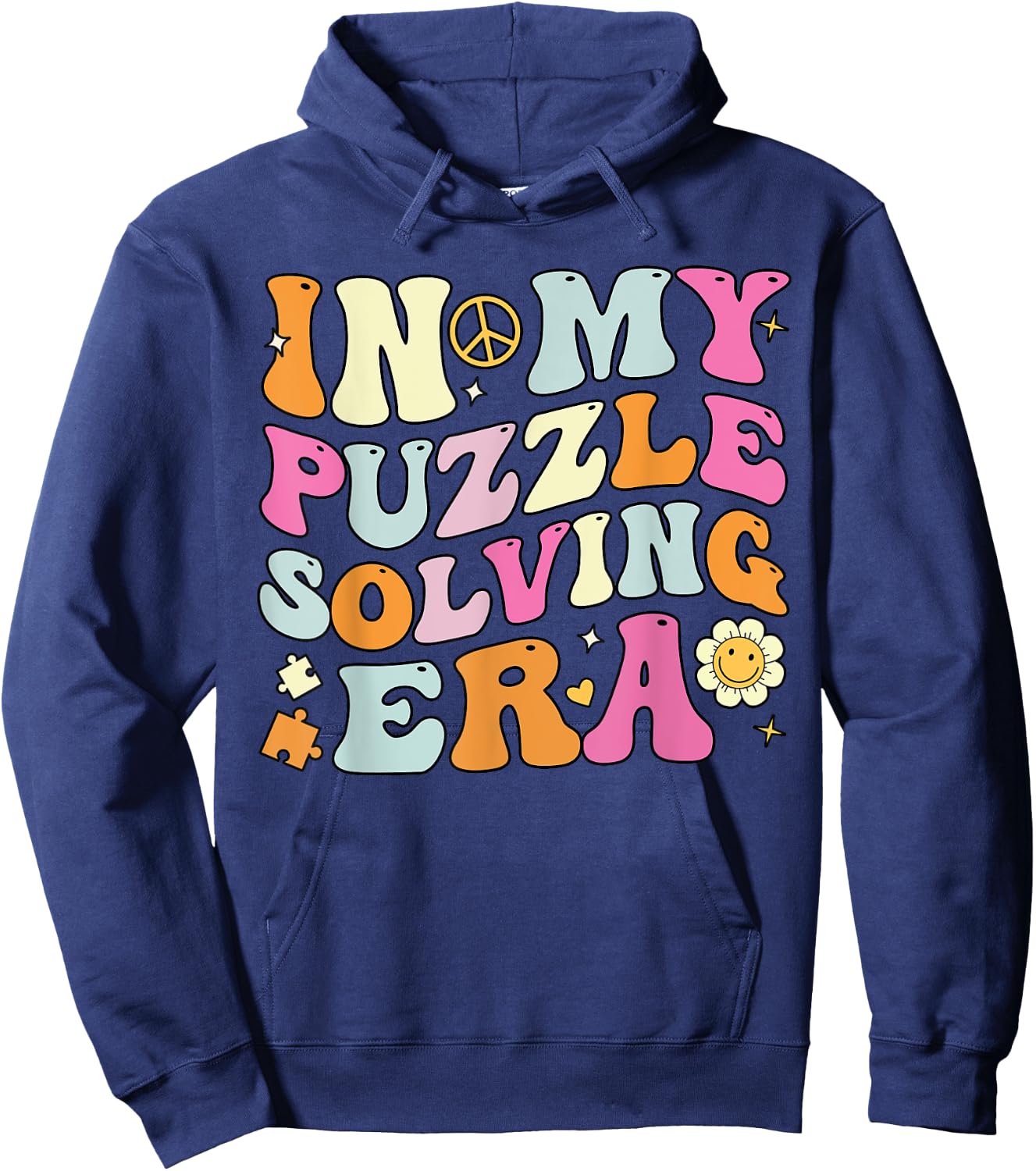 In My Puzzle Solving Era, Groovy Puzzle Solver Hoodie - Hoodie | Navy