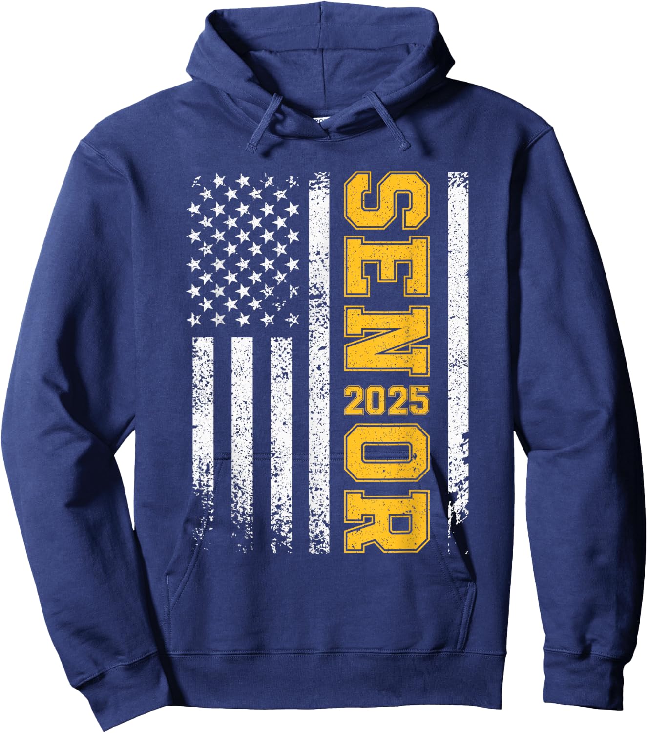 Senior 2025 American Flag USA Class of 2025 Graduation Hoodie - Hoodie | Navy
