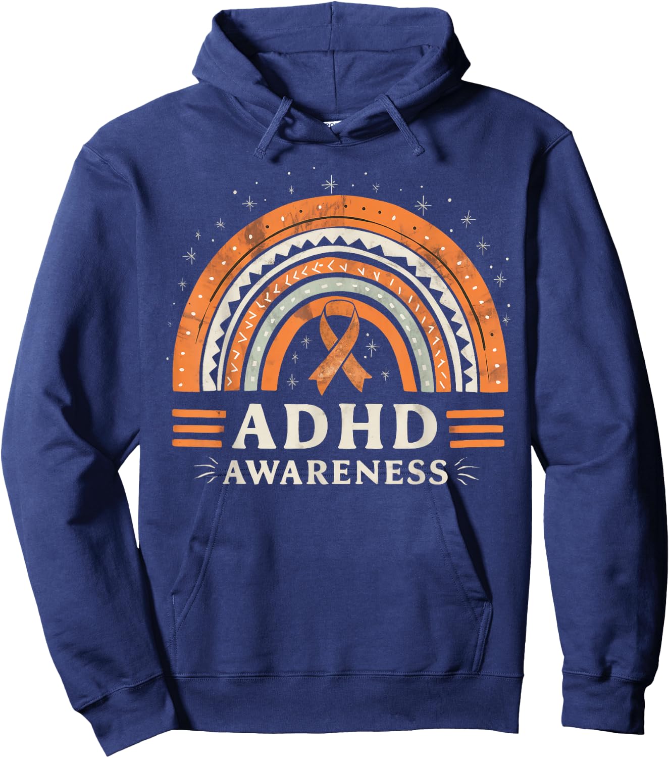Orange Leopard Rainbow for ADHD Neurodiversity Awareness Hoodie - Hoodie | Navy