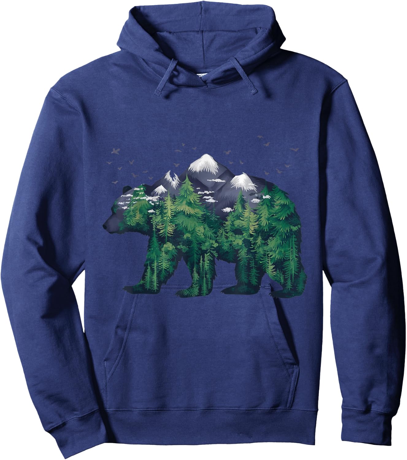 Bear Nature Outdoor Mountains Forest Trees Bear Wildlife Hoodie - Hoodie | Navy