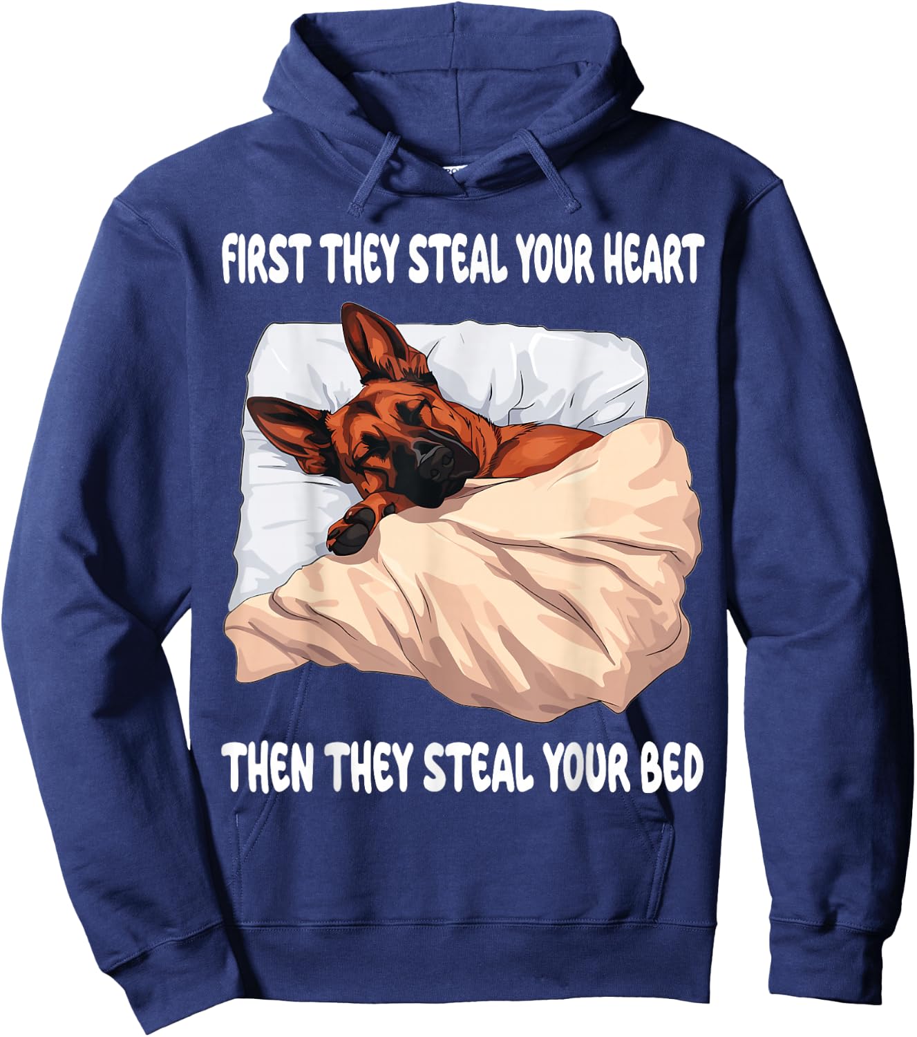 Belgian Malinois Sleeping Pajamas Nightgown Hoodie - Hoodie | Navy