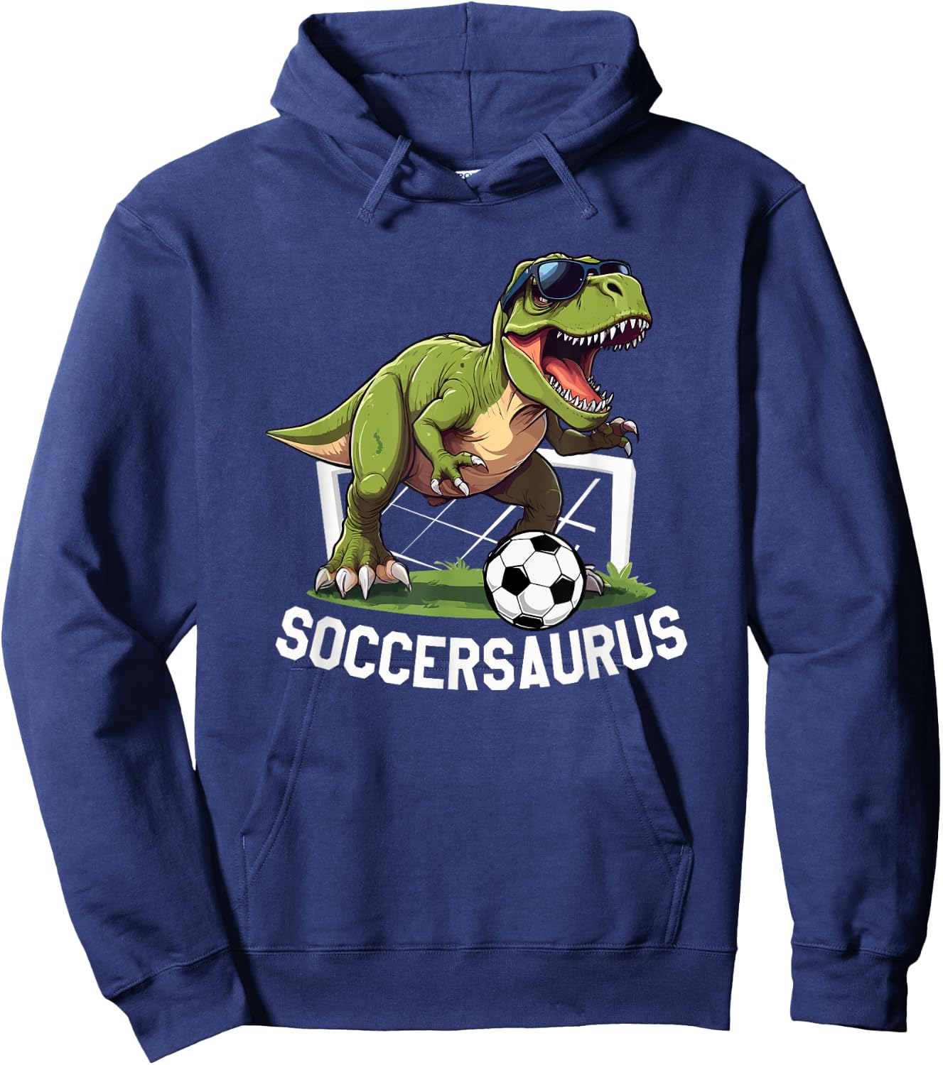 T-Rex Playing Soccer Football Dinosaur Soccer Player Hoodie - Hoodie | Navy