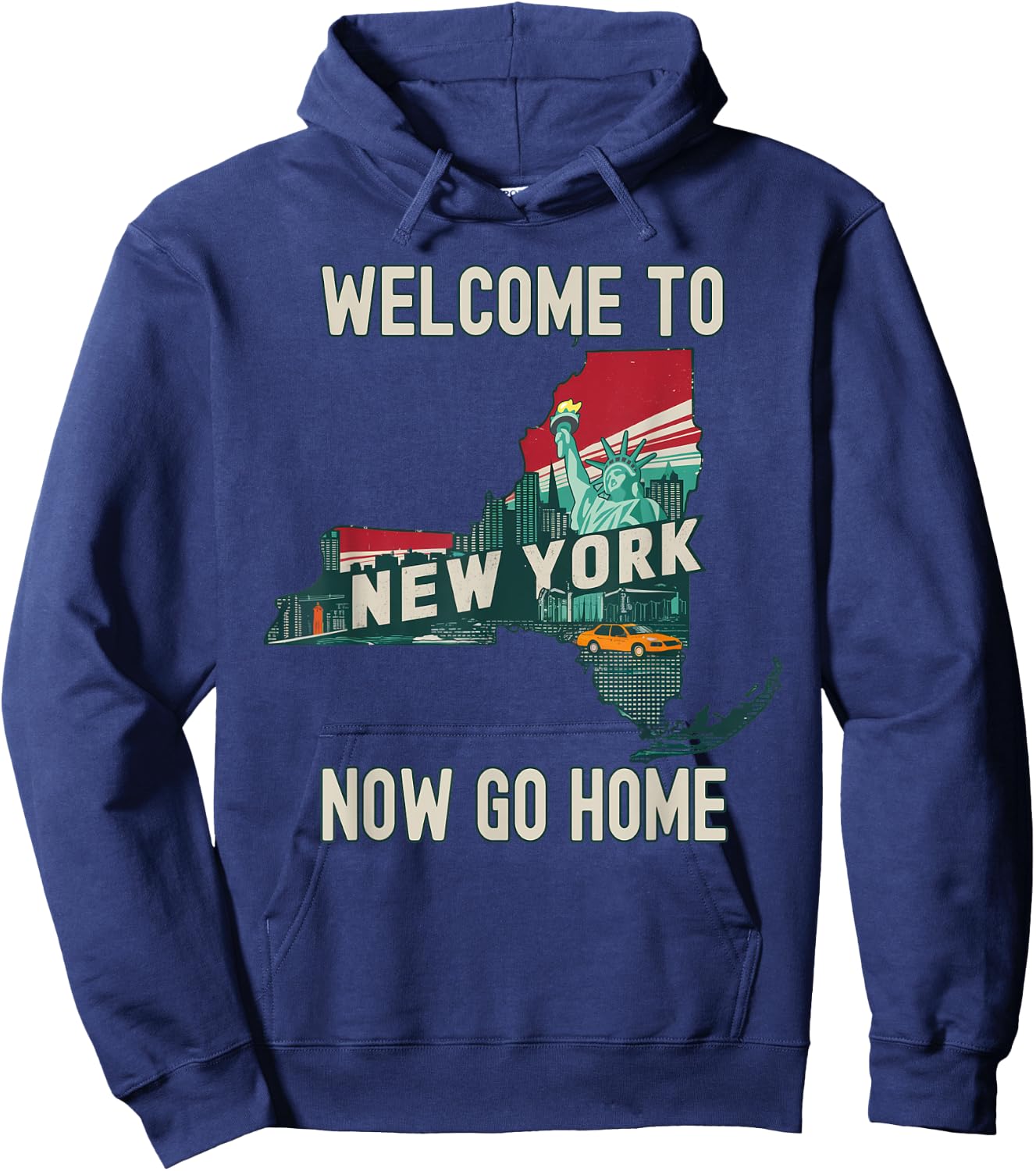 Funny Welcome To New York Retro Design, Funny New York Hoodie - Hoodie | Navy