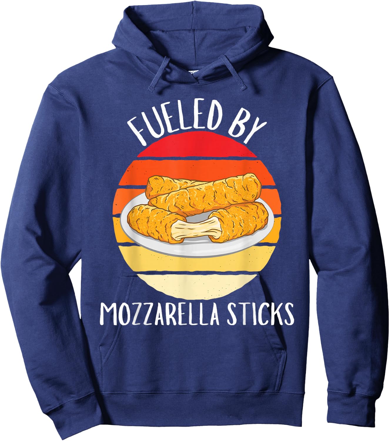 Vintage Fueled By Mozzarella Sticks Food Lover Hoodie - Hoodie | Navy