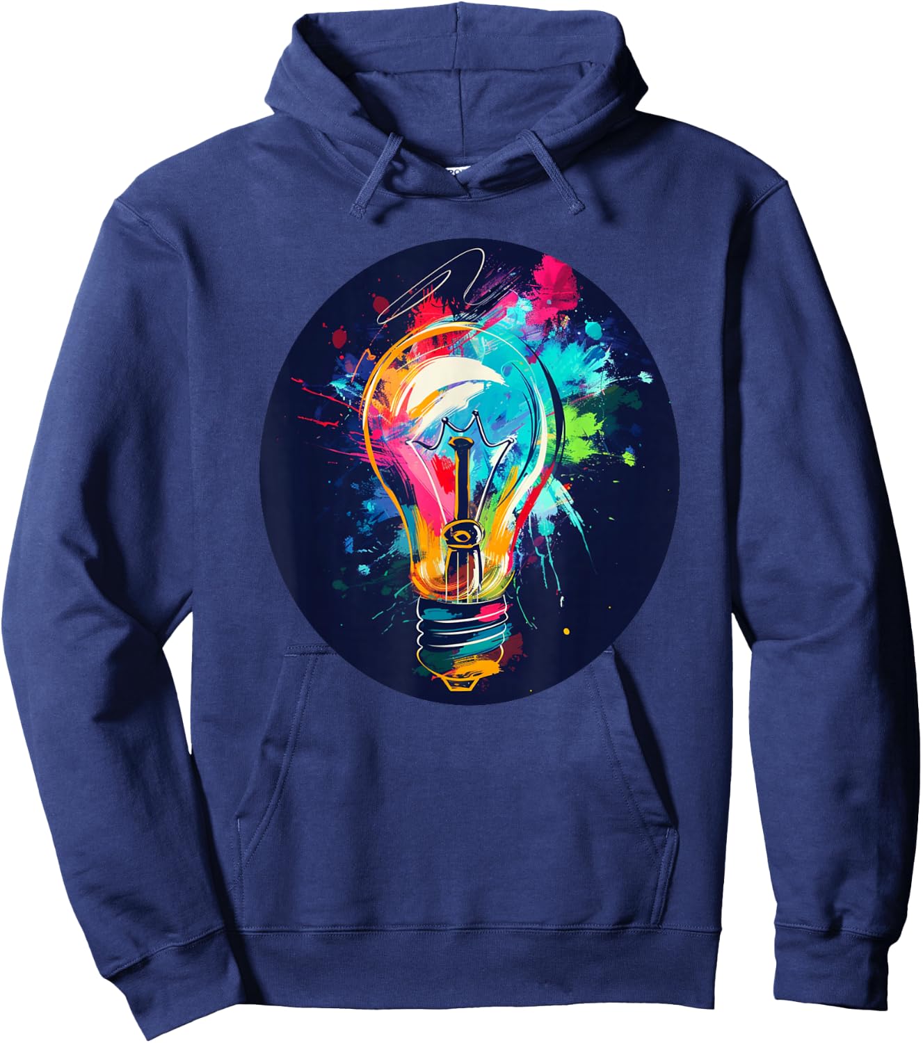 Funny Light Bulb Outfit -Adult , Black, Small, Short Sleeve, Graphic, Modern, Casual, Lightning Theme, Light Bulb Costume Hoodie - Hoodie | Navy