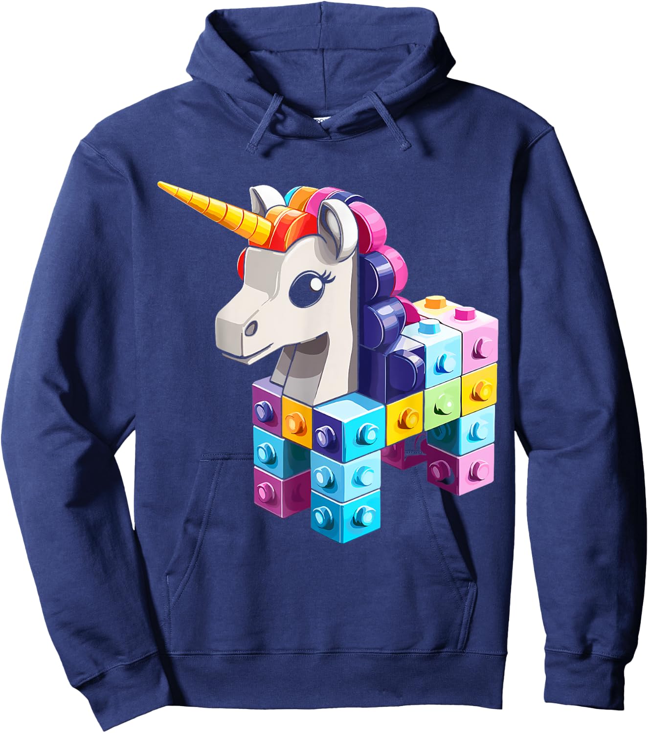 Master Builder Bricks Blocks Play Toys Unicorn Youth Kids Hoodie - Hoodie | Navy