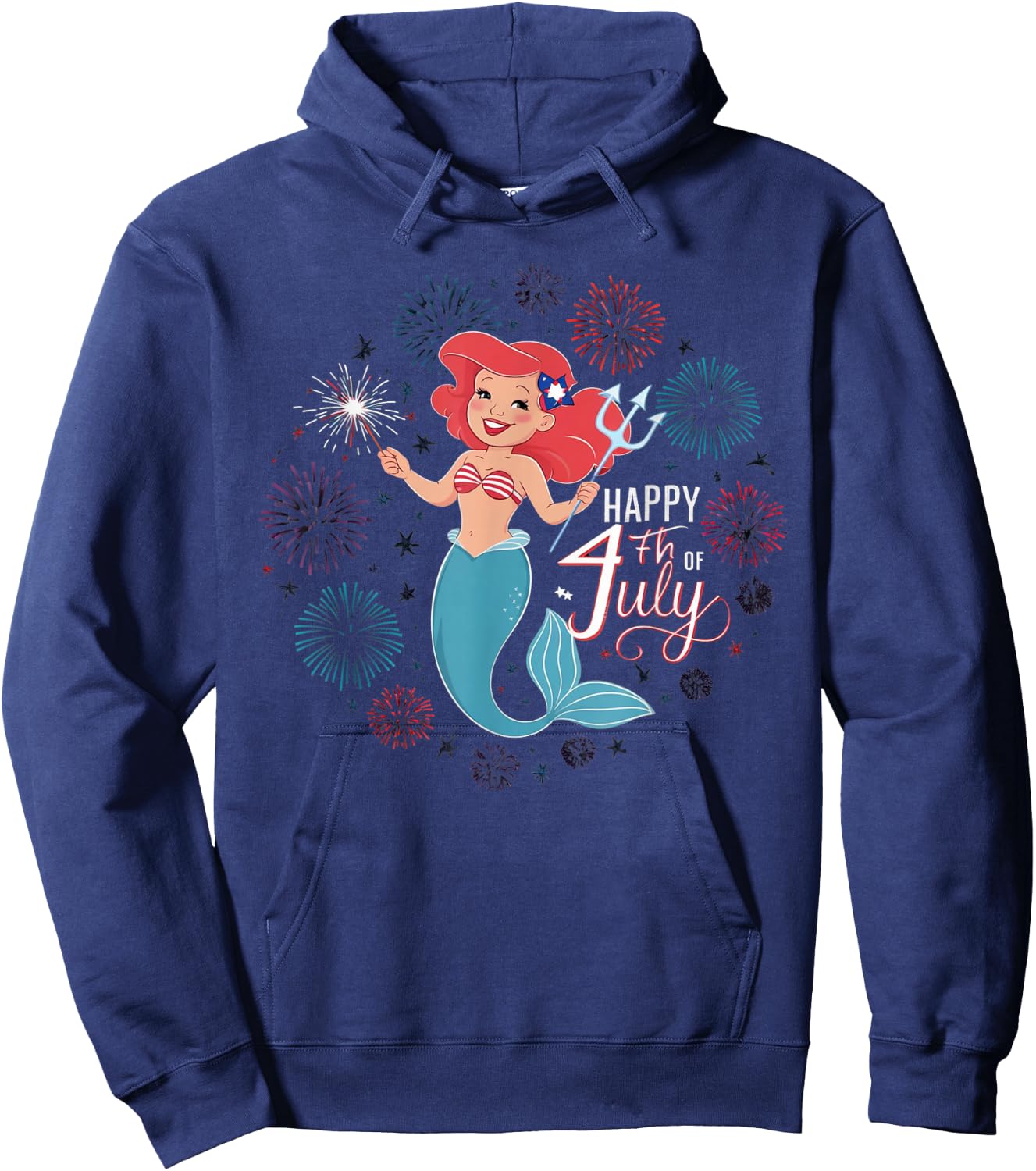 Patriotic Happy 4th of July Mermaid Cute Kids Men Hoodie - Hoodie | Navy