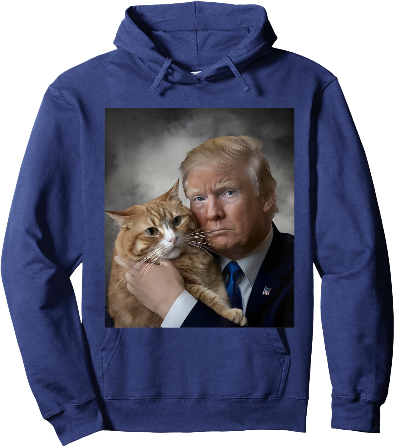 Donald Trump and Cat Funny Trump And Cat, Political 2024 Hoodie - Hoodie | Navy