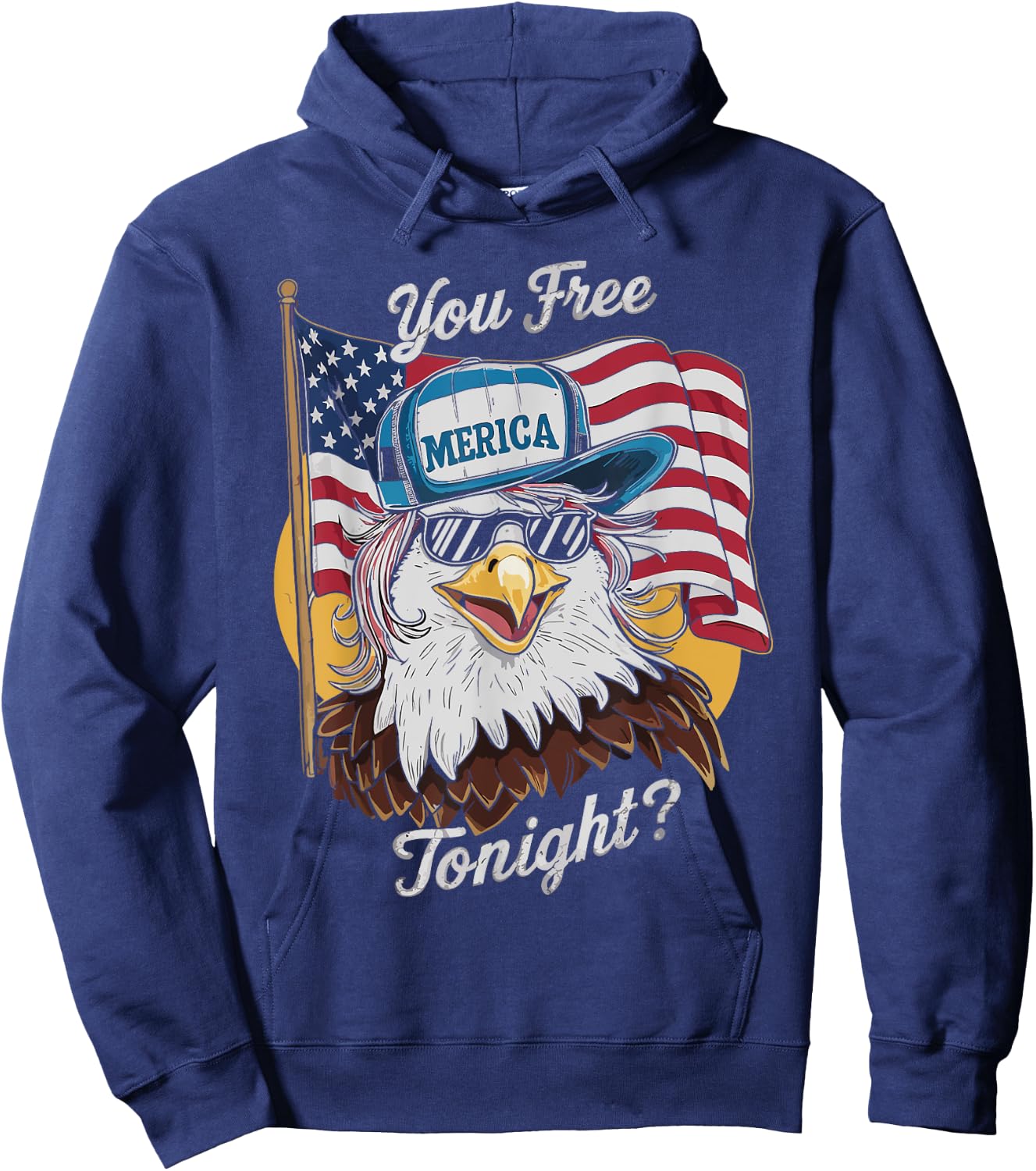 You Free Tonight Eagle Sunglasses USA 4th July Party Attire Hoodie - Hoodie | Navy