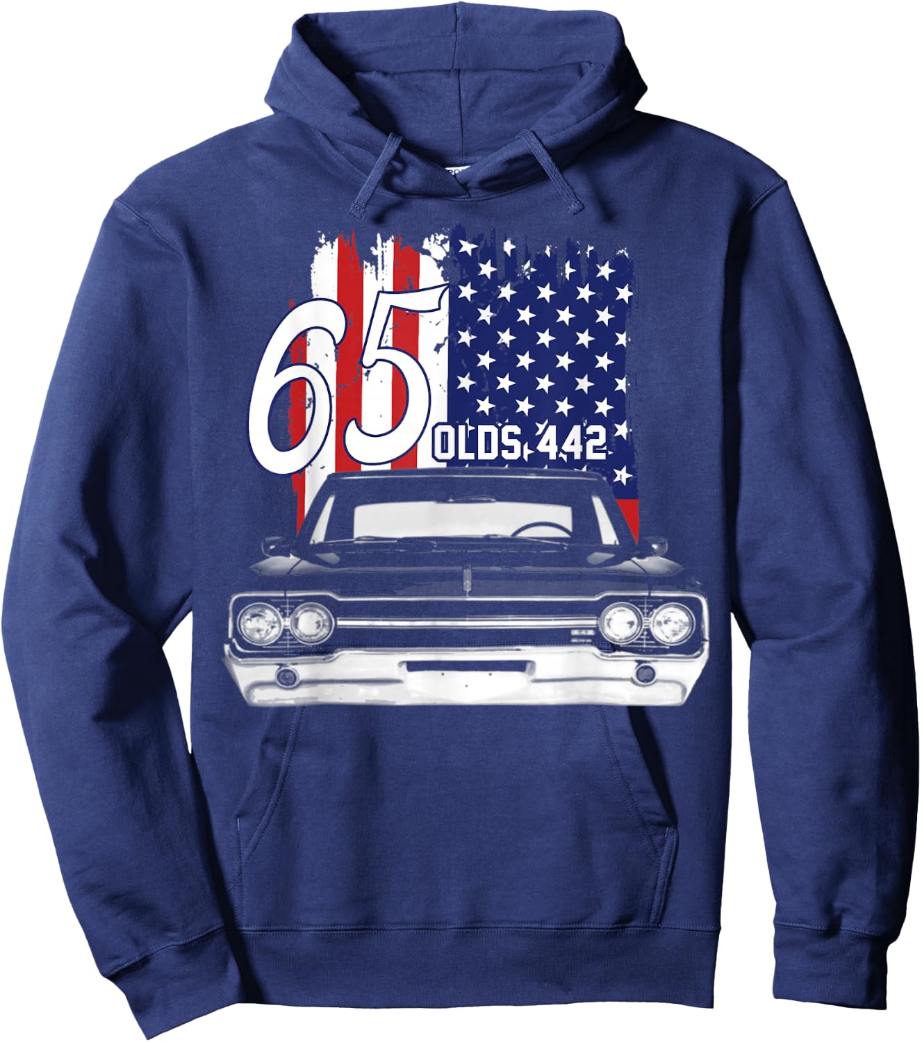 1965 65 Olds 442 Muscle Car Hoodie - Hoodie | Navy