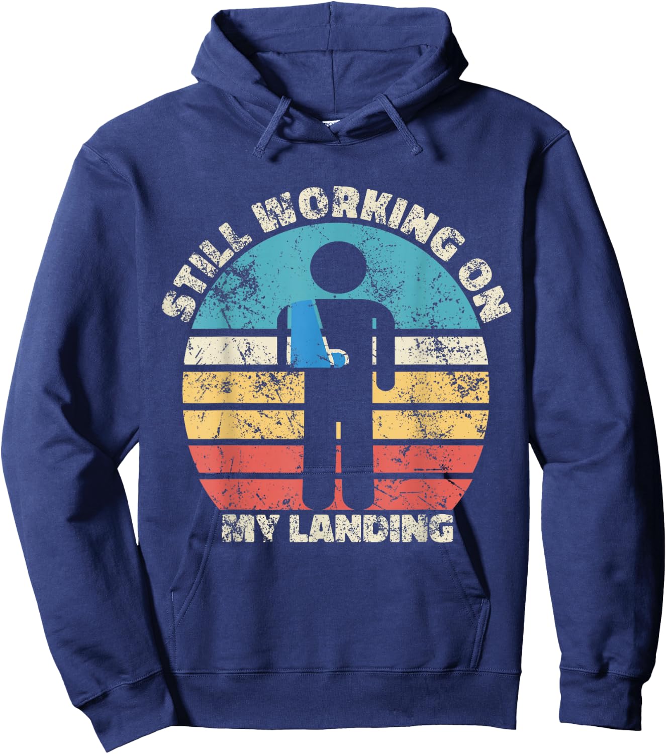 Still Working On My Landing Funny Injury Hand Hoodie - Hoodie | Navy