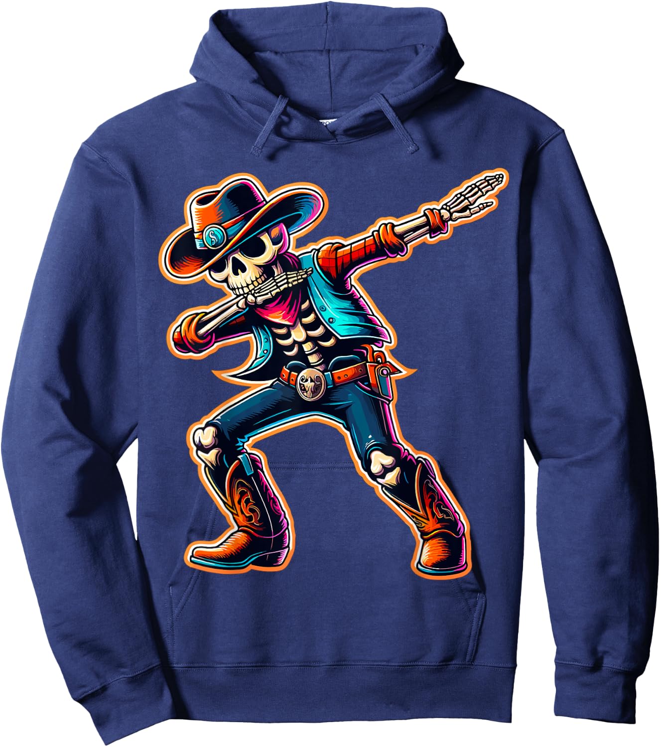 Magical and Funny Cowboy Gifts Cowboy Dabbing Skeleton Halloween Western Hoodie - Hoodie | Navy