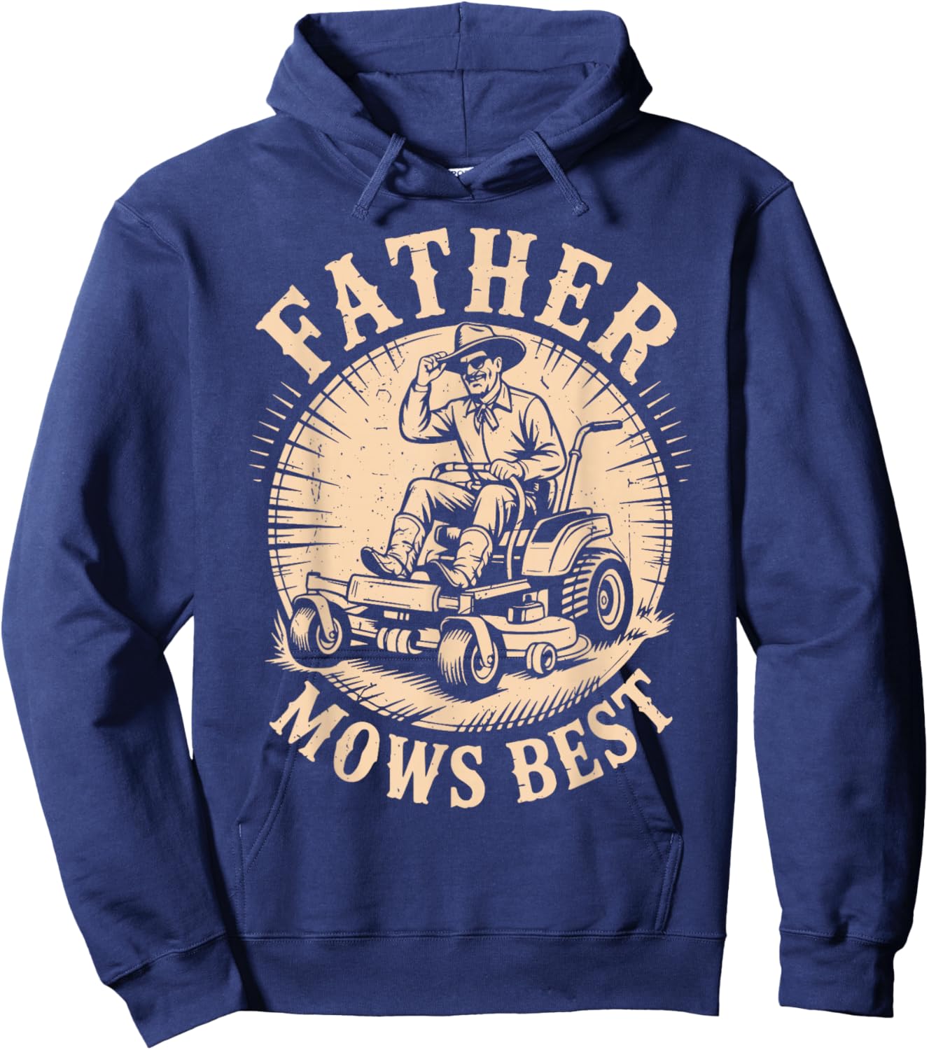 Father Mows Best Zero-Turn Lawn Mower Dad Father Day Gift Hoodie - Hoodie | Navy