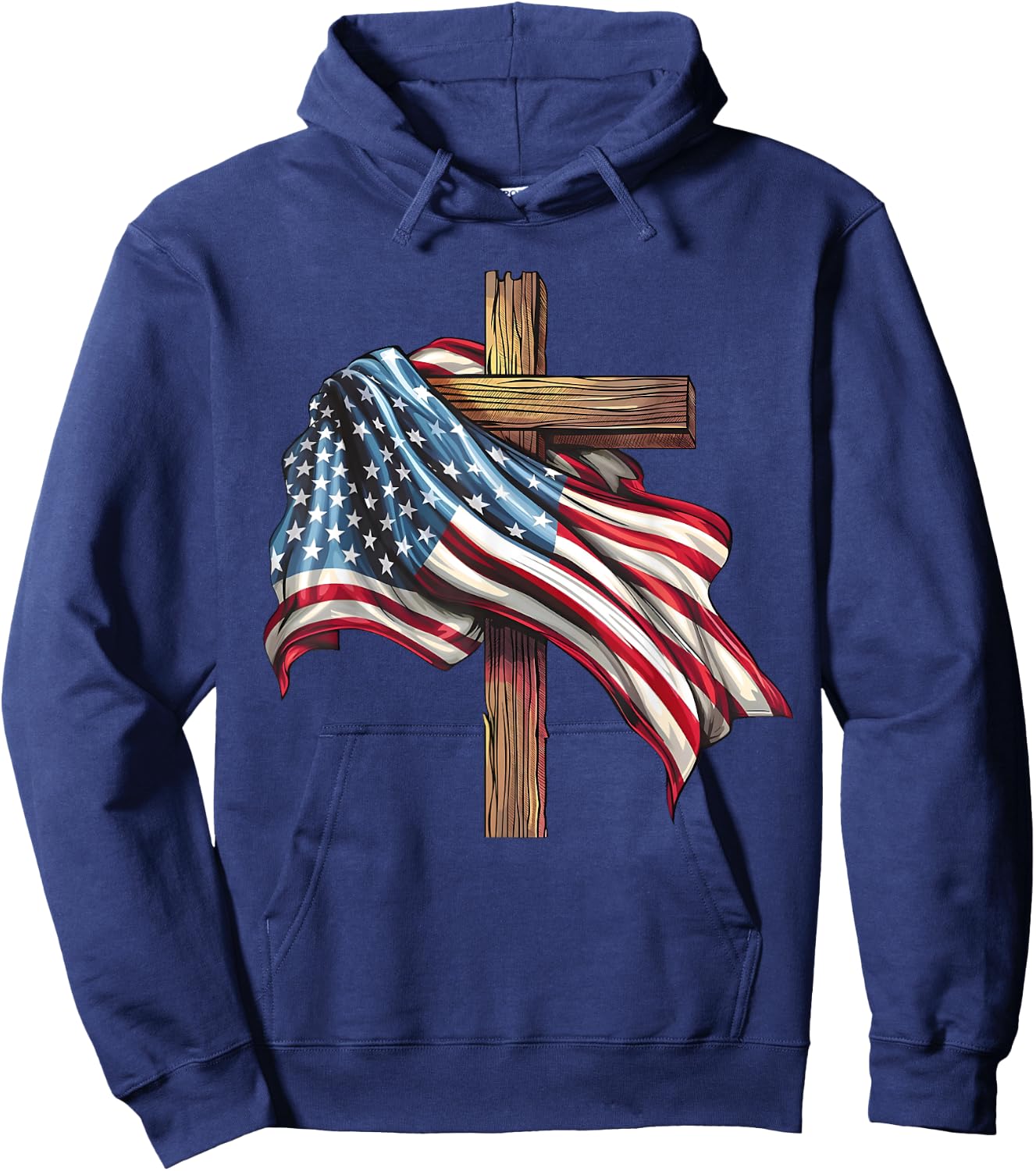 Jesus Christ Stars & Stripes American Patriotic 4th Of July Hoodie - Hoodie | Navy