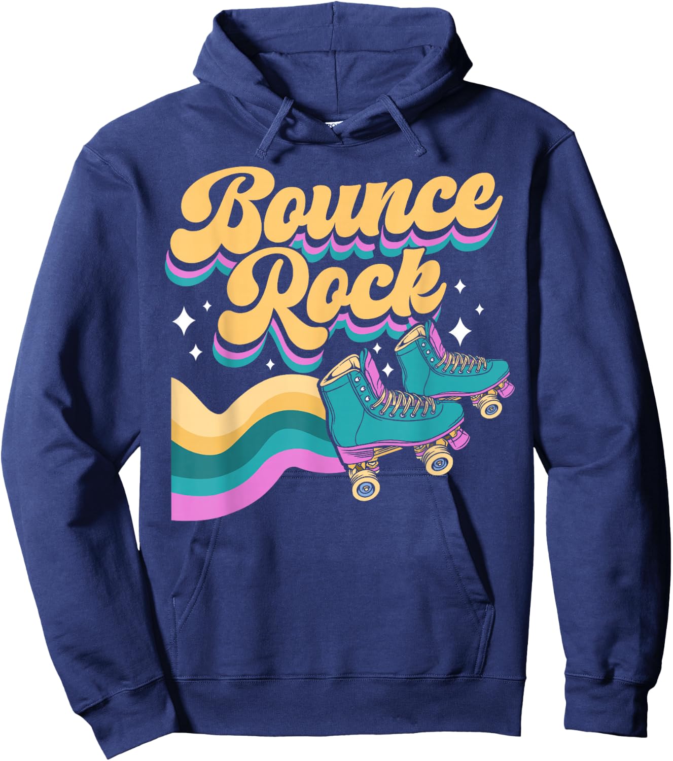 Cool Roller Skating Skate Girl 1970s Retro Bounce Rock Hoodie - Hoodie | Navy