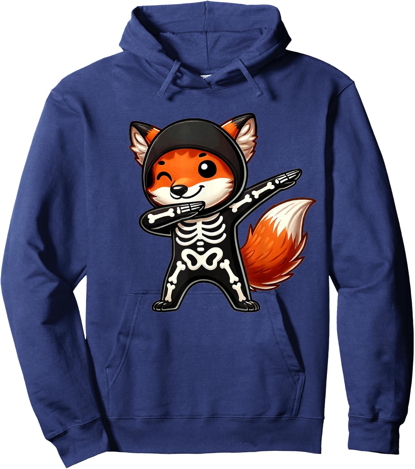 Fox Halloween Skeleton Kids Women Men Fox Hoodie - Hoodie | Navy