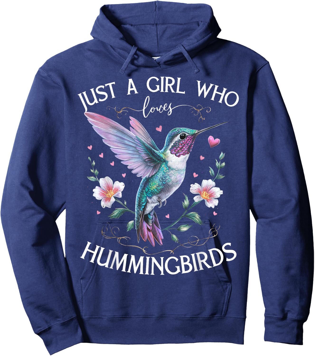 Just a Girl Who Loves Hummingbirds Bird Lovers Nature Hoodie - Hoodie | Navy