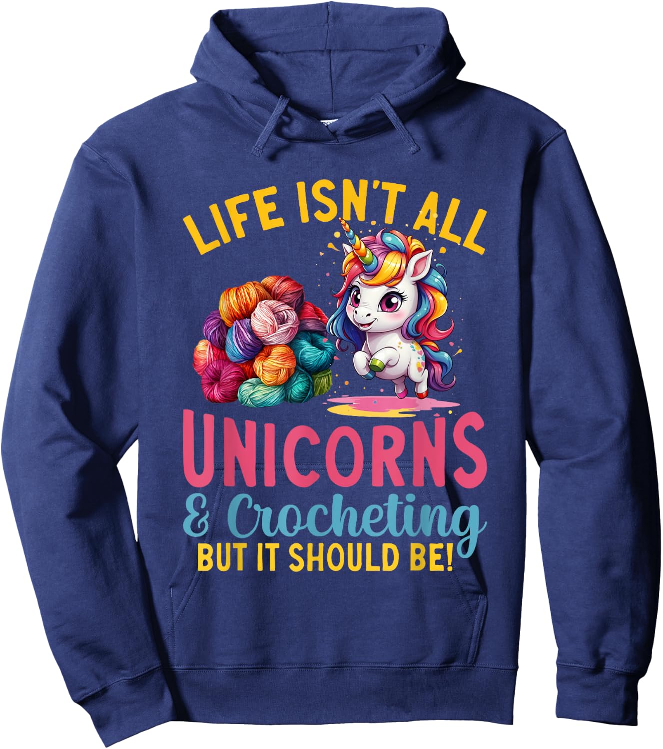 Crocheting Unicorn Crocheter Crochet Hoodie - Hoodie | Navy