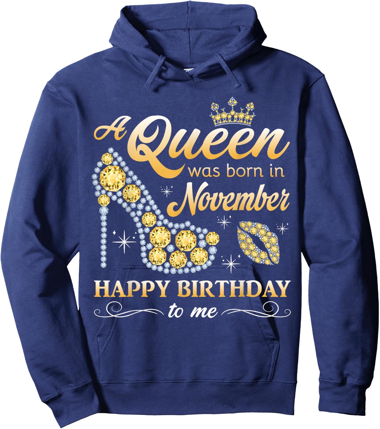 A Queen was Born in November Women Girls November Birthday Hoodie - Hoodie | Navy