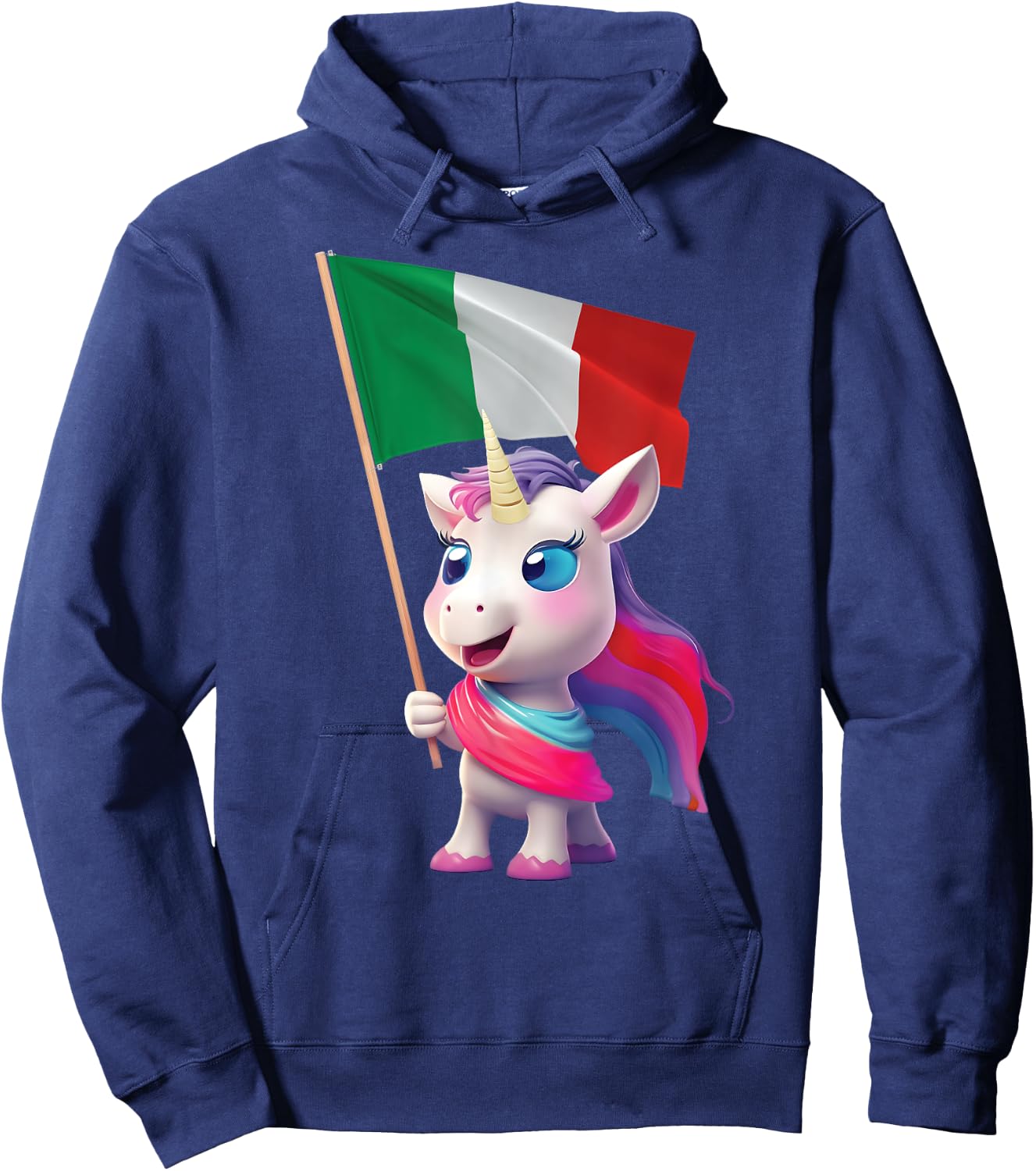 Italy Flag Unicorn Italian Italia Rome Pizza Kids Adorable Hoodie - Hoodie | Navy
