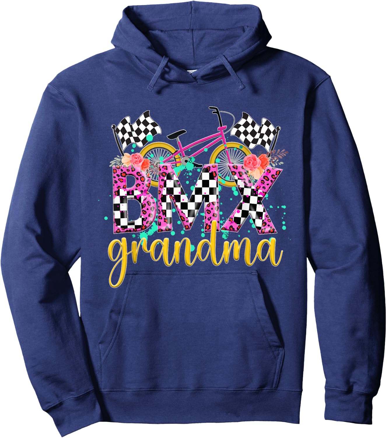 BMX Grandma Leopard Grandma Of A BMX Rider Grandmother Hoodie - Hoodie | Navy