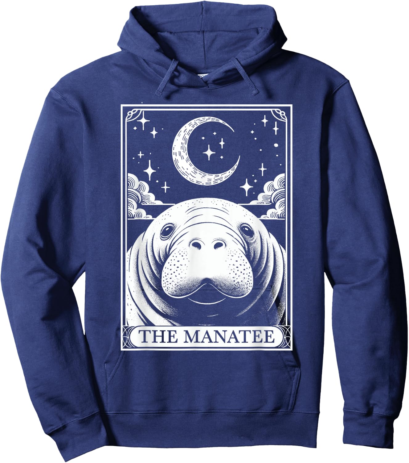 Tarot Card Vintage Crescent Moon Manatee Sea Animal Lovers Hoodie - Hoodie | Navy