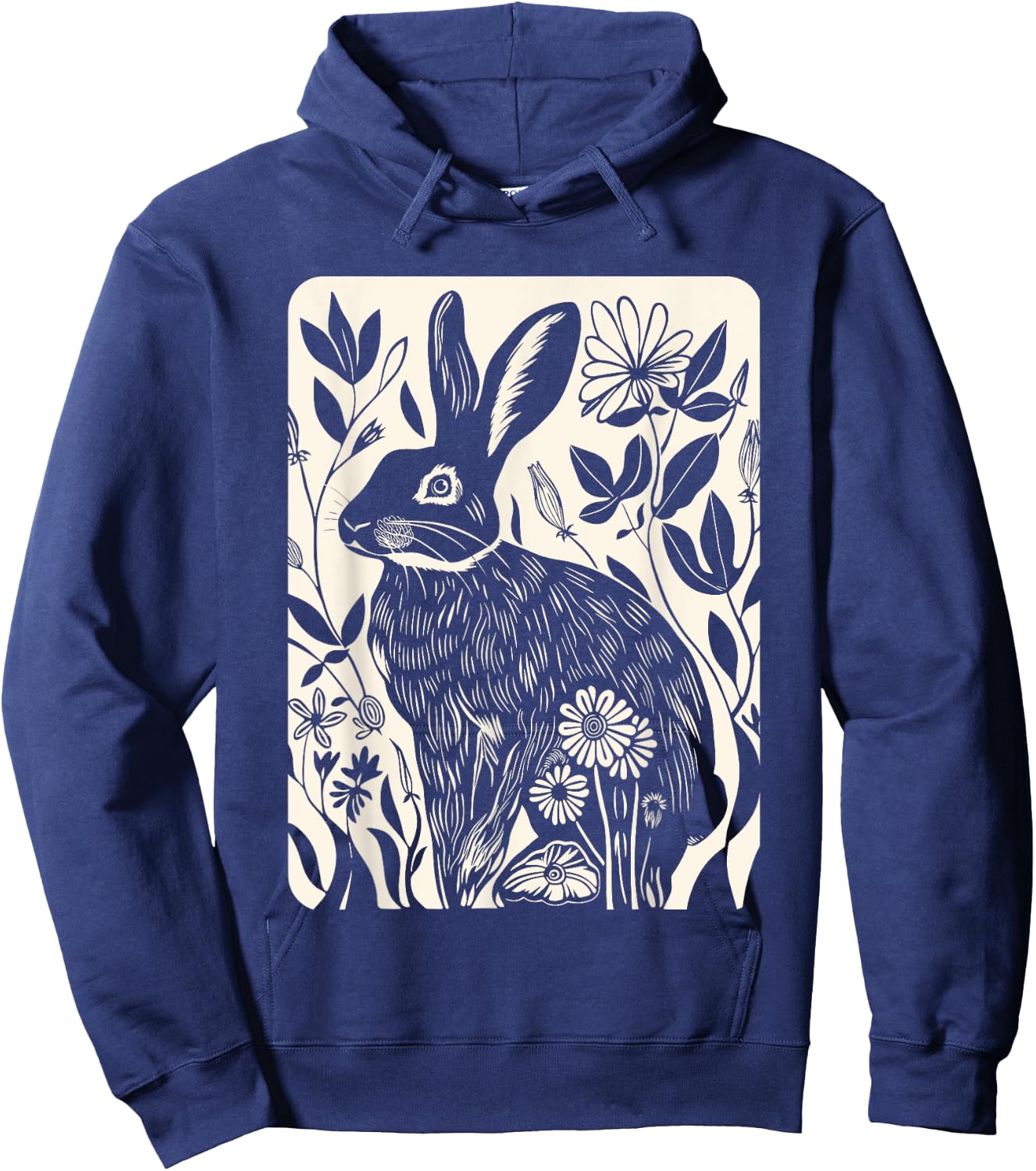 Easter Rabbit Flowers Nature Bunny Lovers, Women, Girls Hoodie - Hoodie | Navy