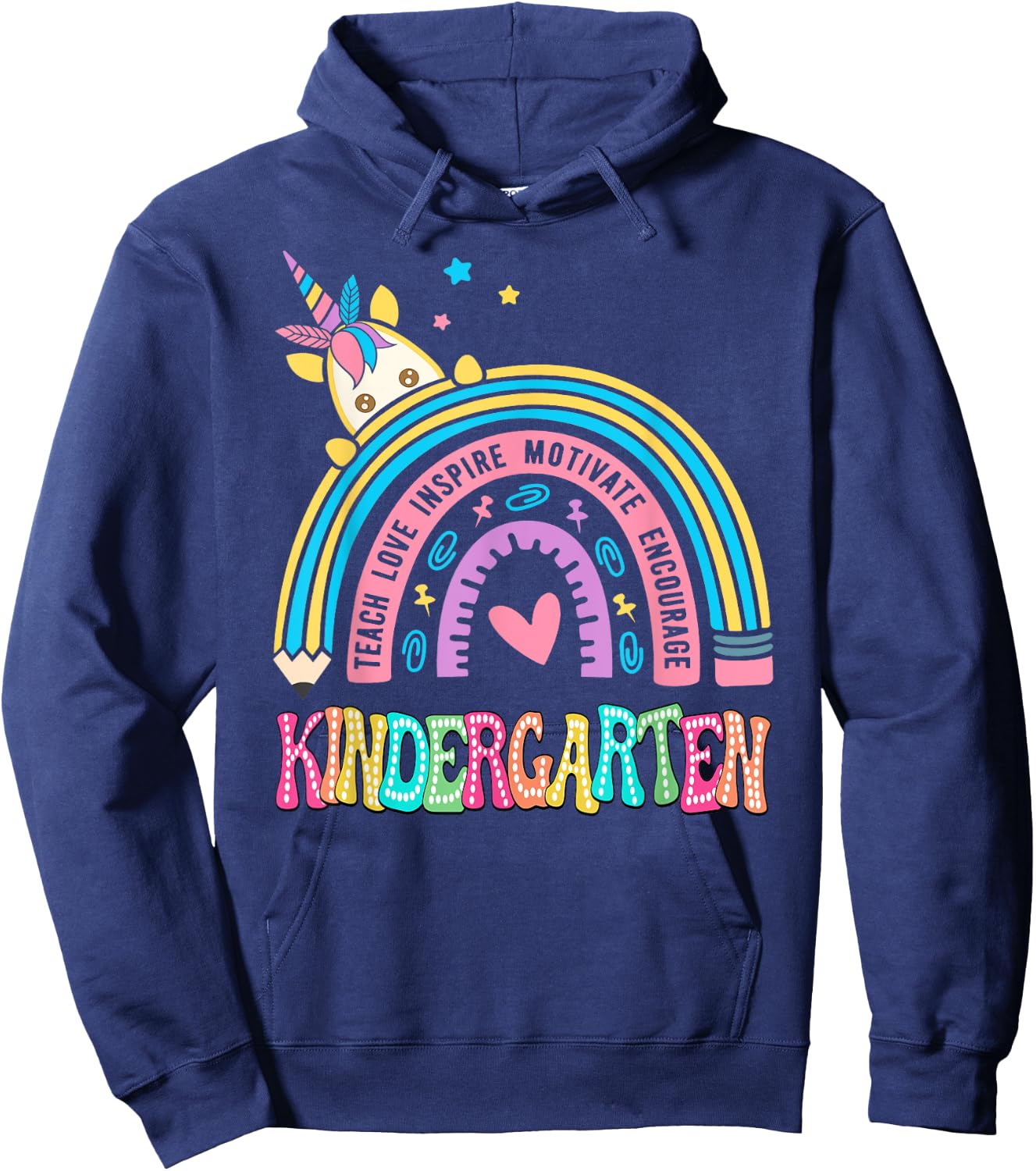 Kindergarten Unicorn Rainbow First Day Of School Hoodie - Hoodie | Navy
