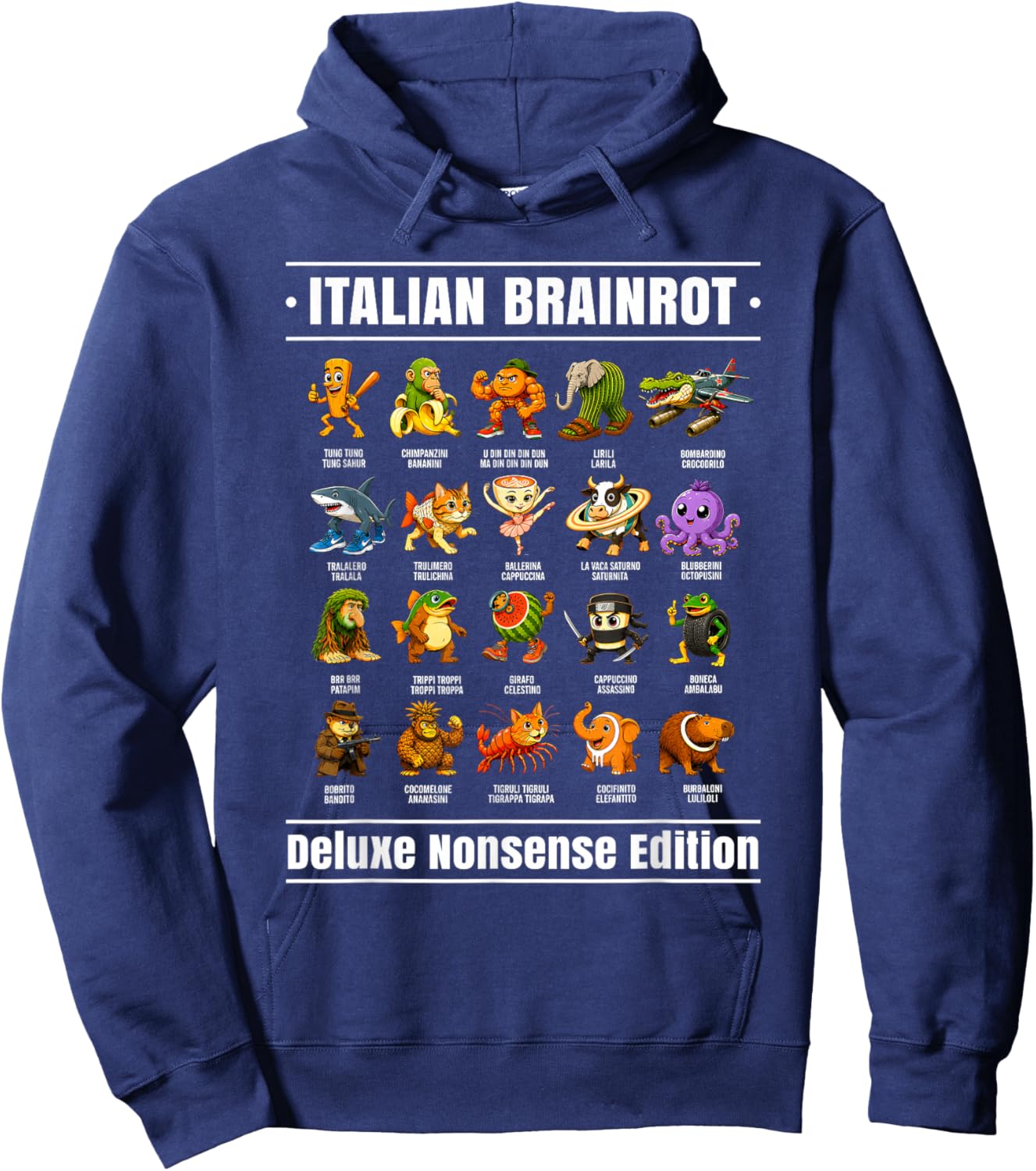 Italian Brainrot Meme Shirt Italian Brainrot Shirts for Kids Hoodie - Hoodie | Navy