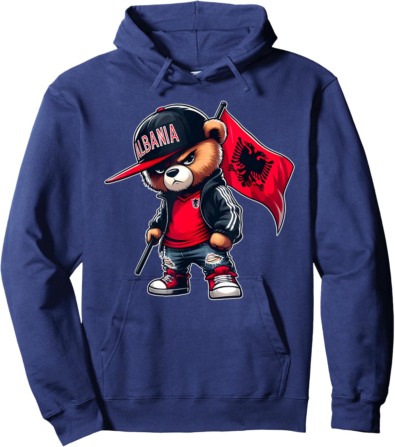 Teddy Bear Albania Flag Albanian Eagle Shqiponja Dykrenare Hoodie - Hoodie | Navy