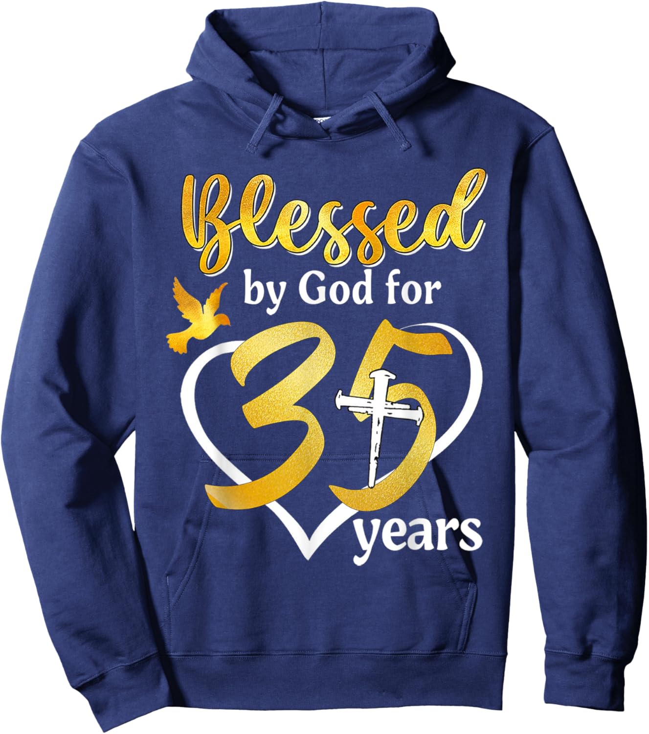 Blessed By God For 35 Years Old 35th Birthday Party Women Hoodie - Hoodie | Navy