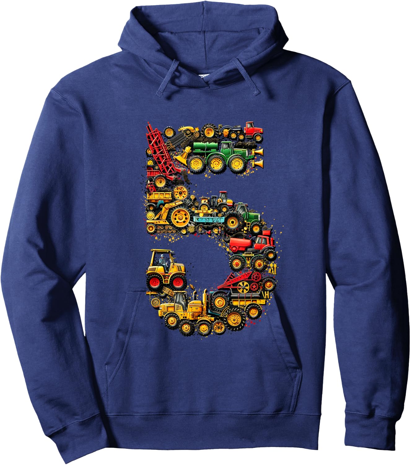 Kids 5th Birthday Farm Tractor Truck 5 Years Old Birthday Hoodie - Hoodie | Navy