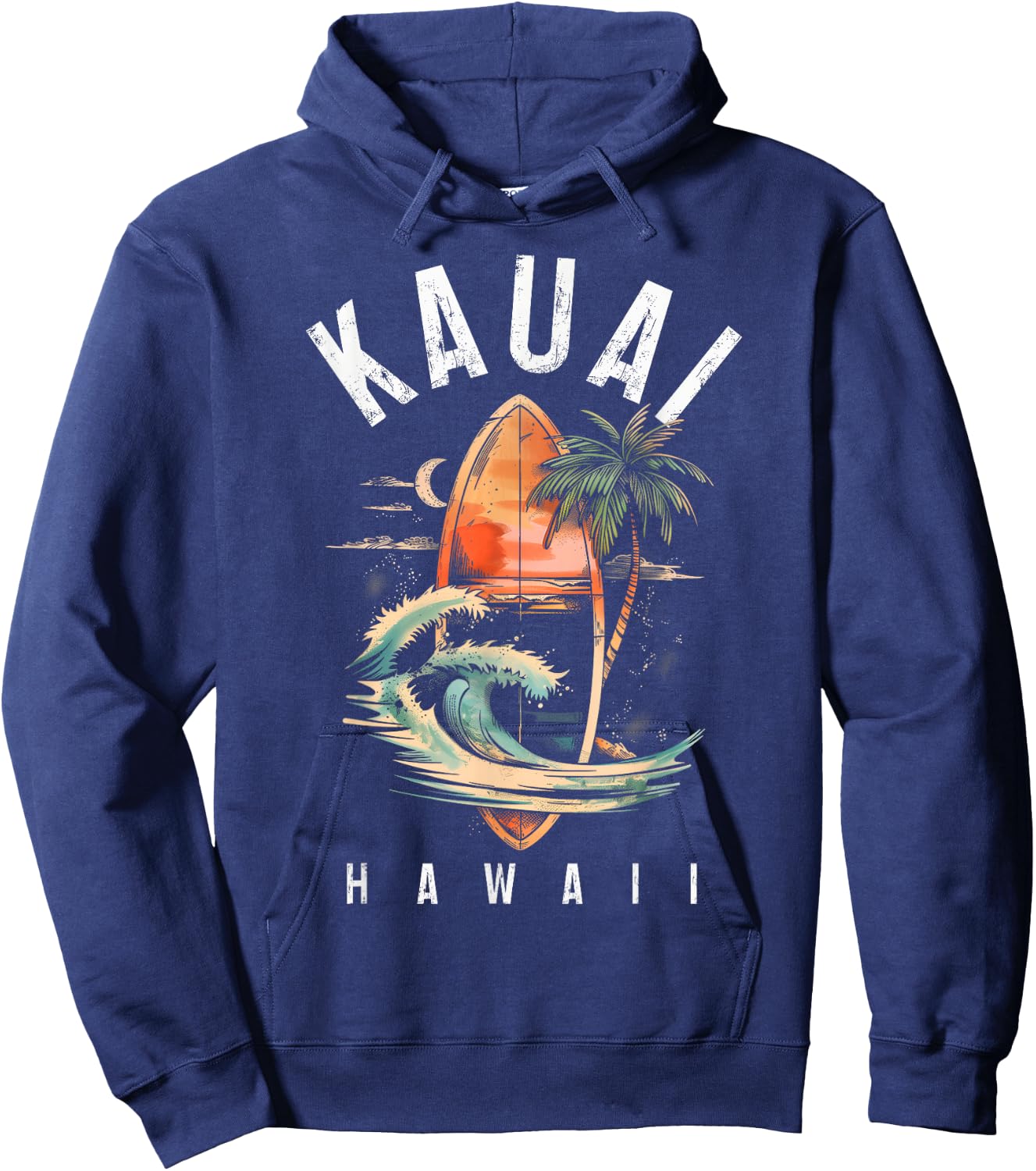 Kauai Hawaii Surf Hawaiian Vintage Surfing Surfer Hoodie - Hoodie | Navy