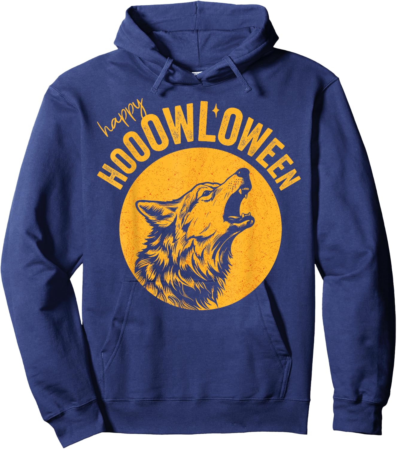 Funny halloween Howl-o-ween beautiful wolf howling at moon Hoodie - Hoodie | Navy