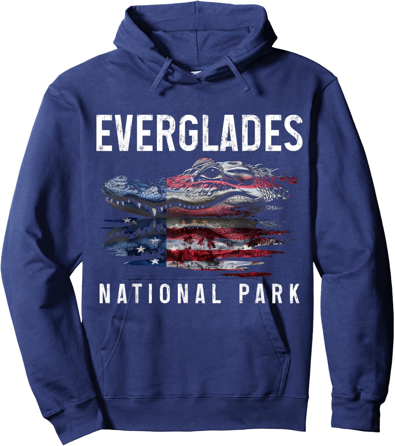 Everglades National Park Florida Alligator American Flag Hoodie - Hoodie | Navy