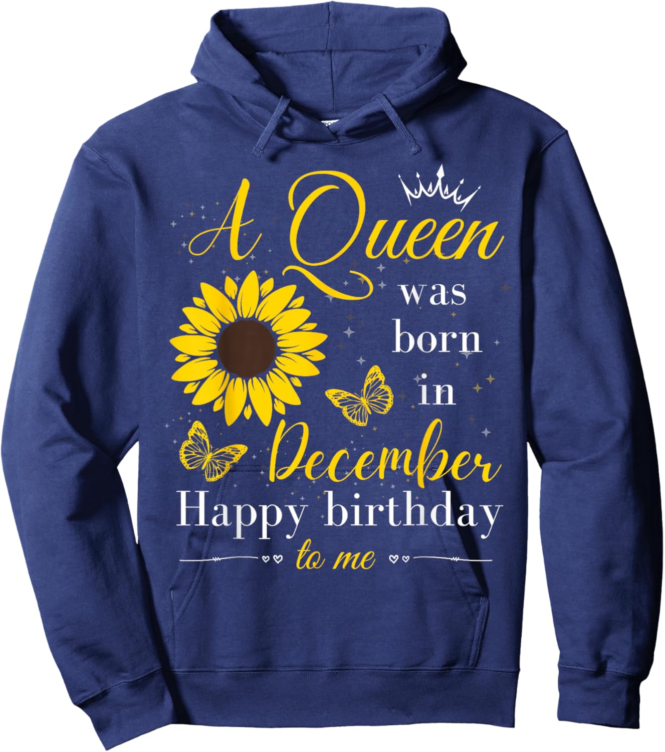 A Queen Was Born in December Women Girls December Birthday Hoodie - Hoodie | Navy