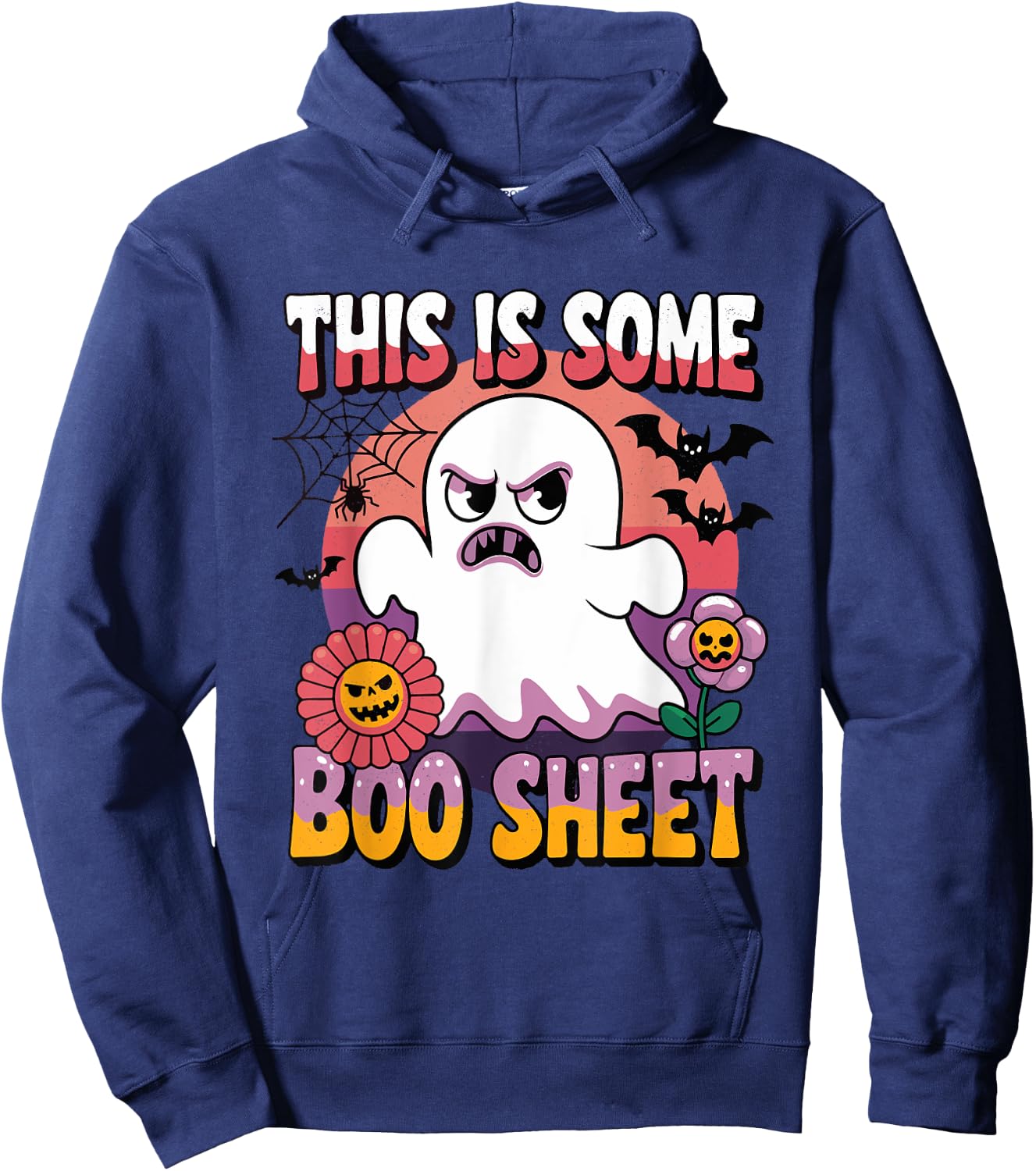 Groovy Ghost This is Some Boo Sheet Funny Halloween Costume Hoodie - Hoodie | Navy
