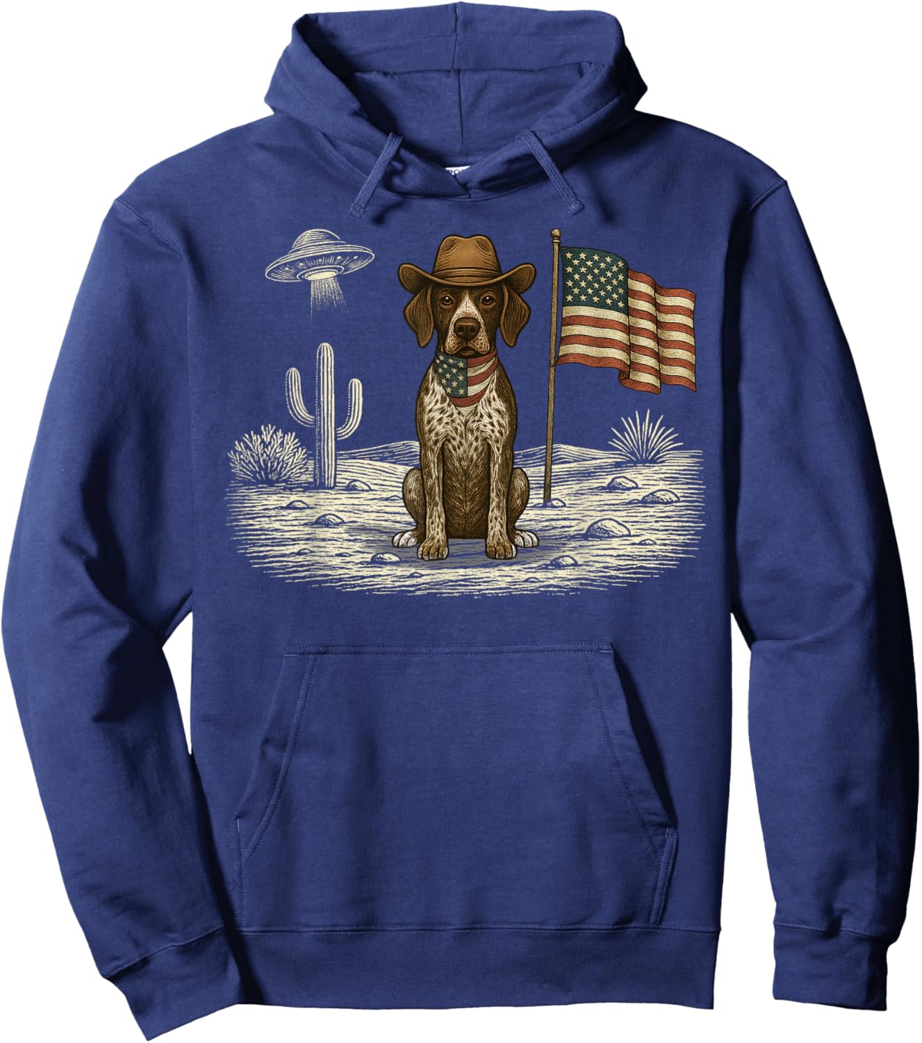 German Shorthaired Pointer 4th of July US American Flag Dog Hoodie - Hoodie | Navy