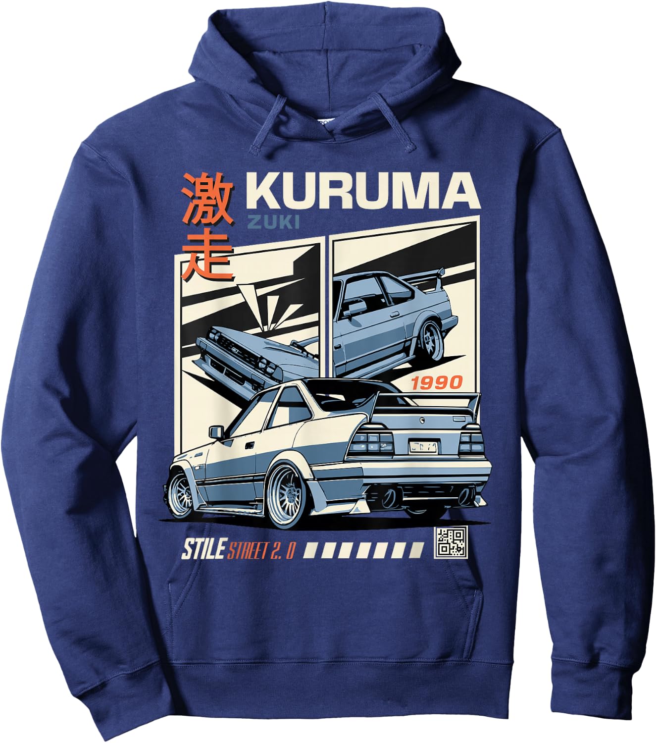 Vintage KURUMA Japanese JDM Tokyo Japan Drift Race Car Hoodie - Hoodie | Navy