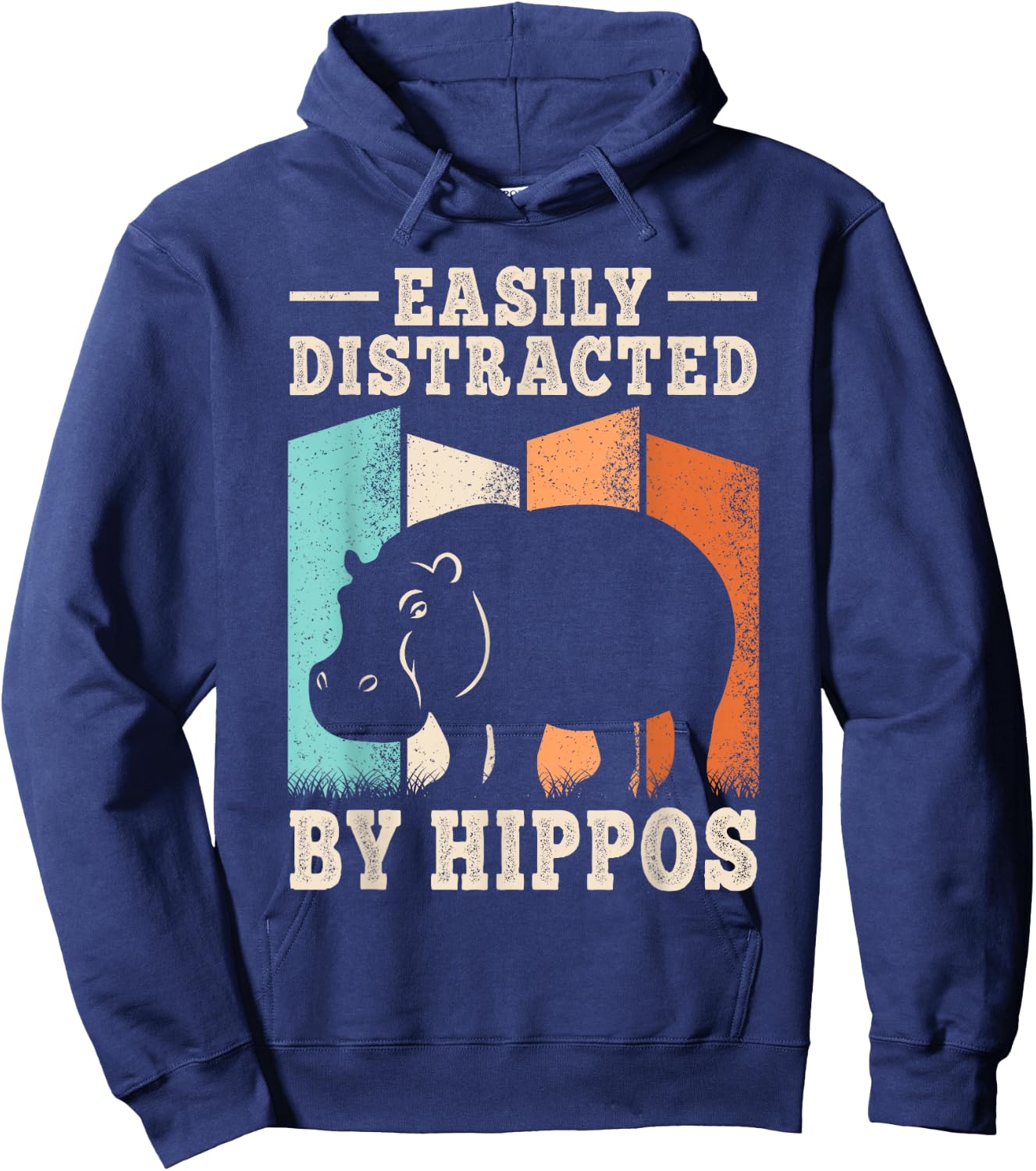 Easily Distracted by Hippos Hippopotamus Men Women Kids Hoodie - Hoodie | Navy