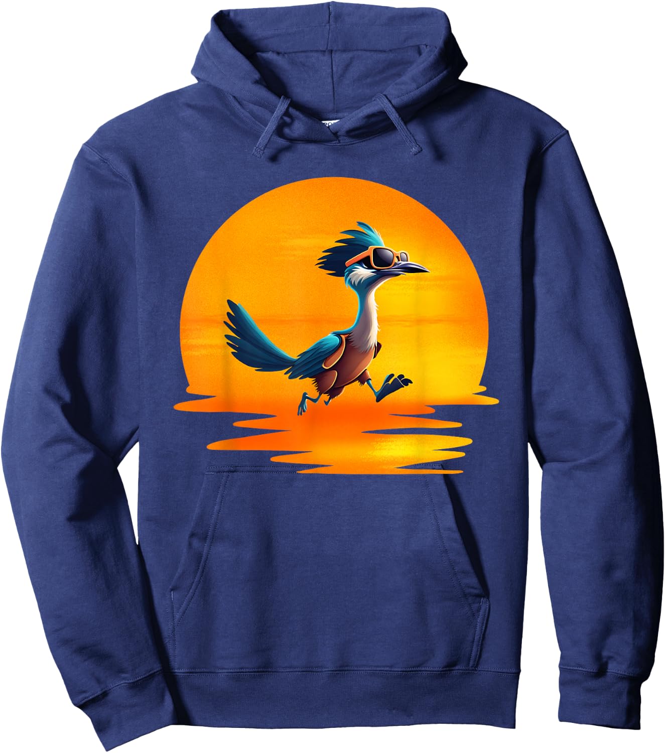 Roadrunner Sunset Fast Bird Running The Roads Sunglasses Hoodie - Hoodie | Navy