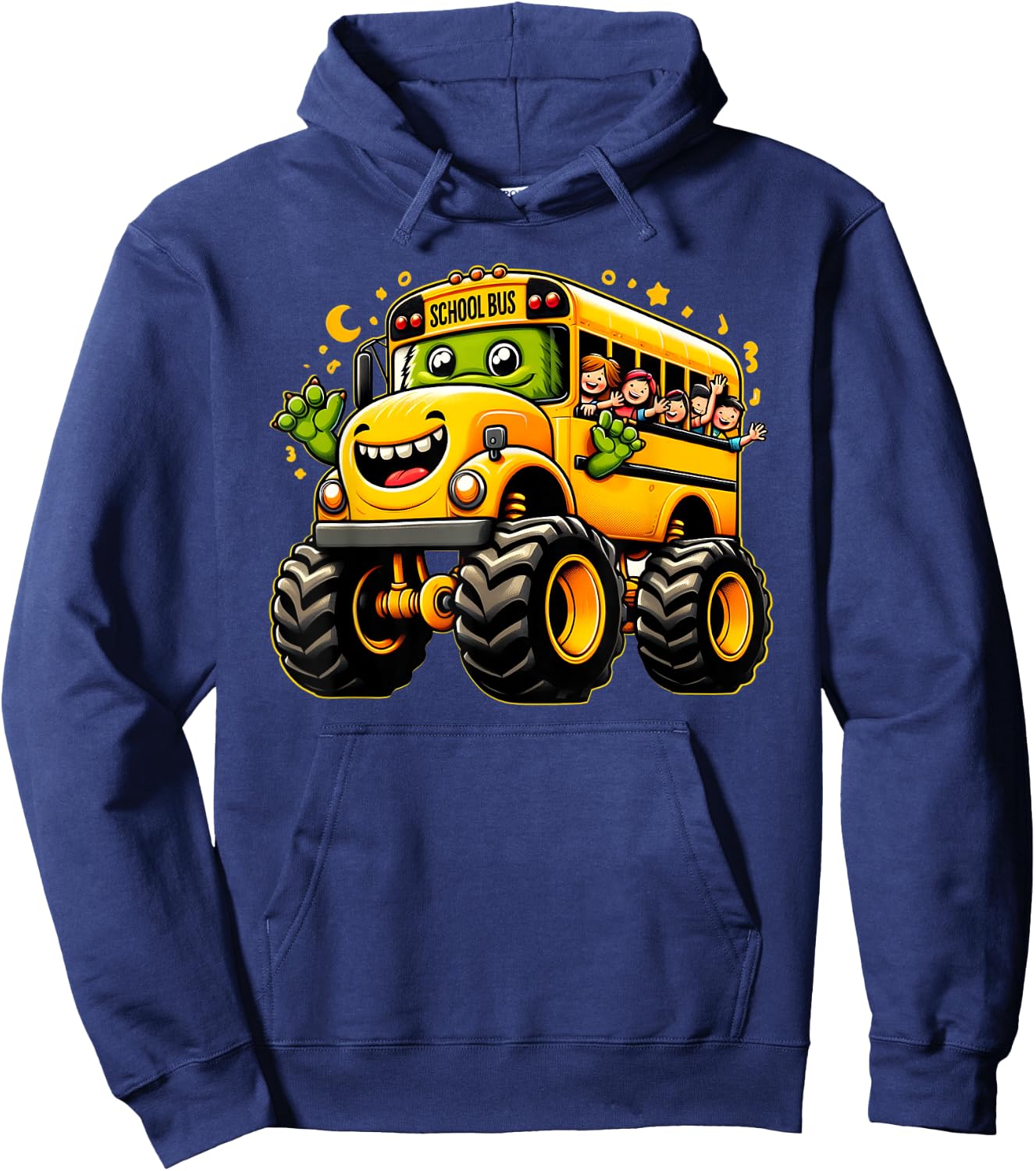 Yellow Monster Truck School Bus Cute School Bus Driver Hoodie - Hoodie | Navy