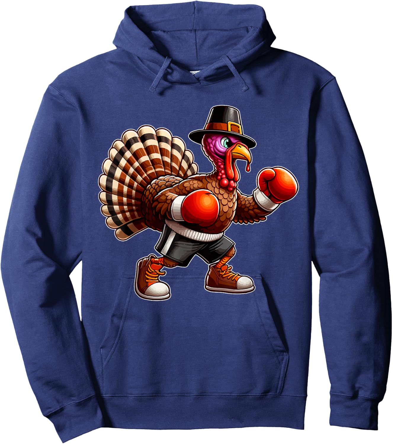 Turkey Thanksgiving Costume Playing Boxing Player Kids Hoodie - Hoodie | Navy