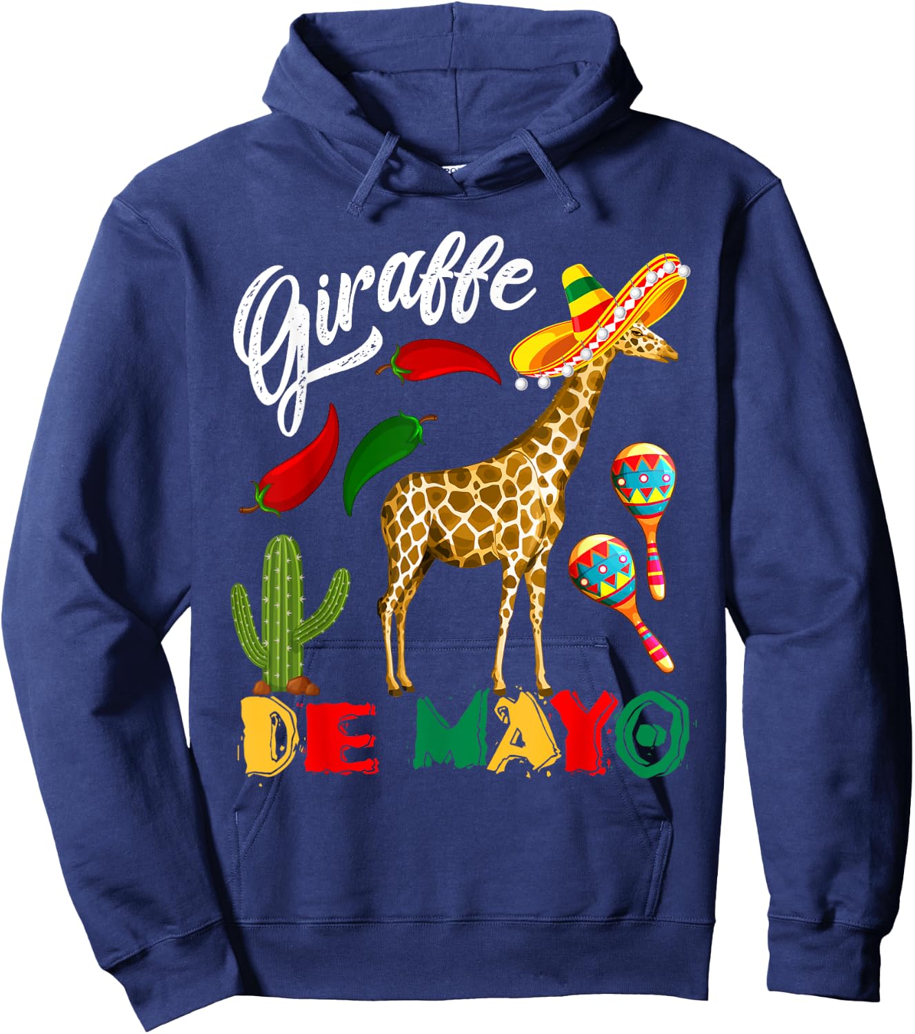 Giraffe De Mayo Mexican Giraffe Sombrero Cinco De Mayo Hoodie - Hoodie | Navy