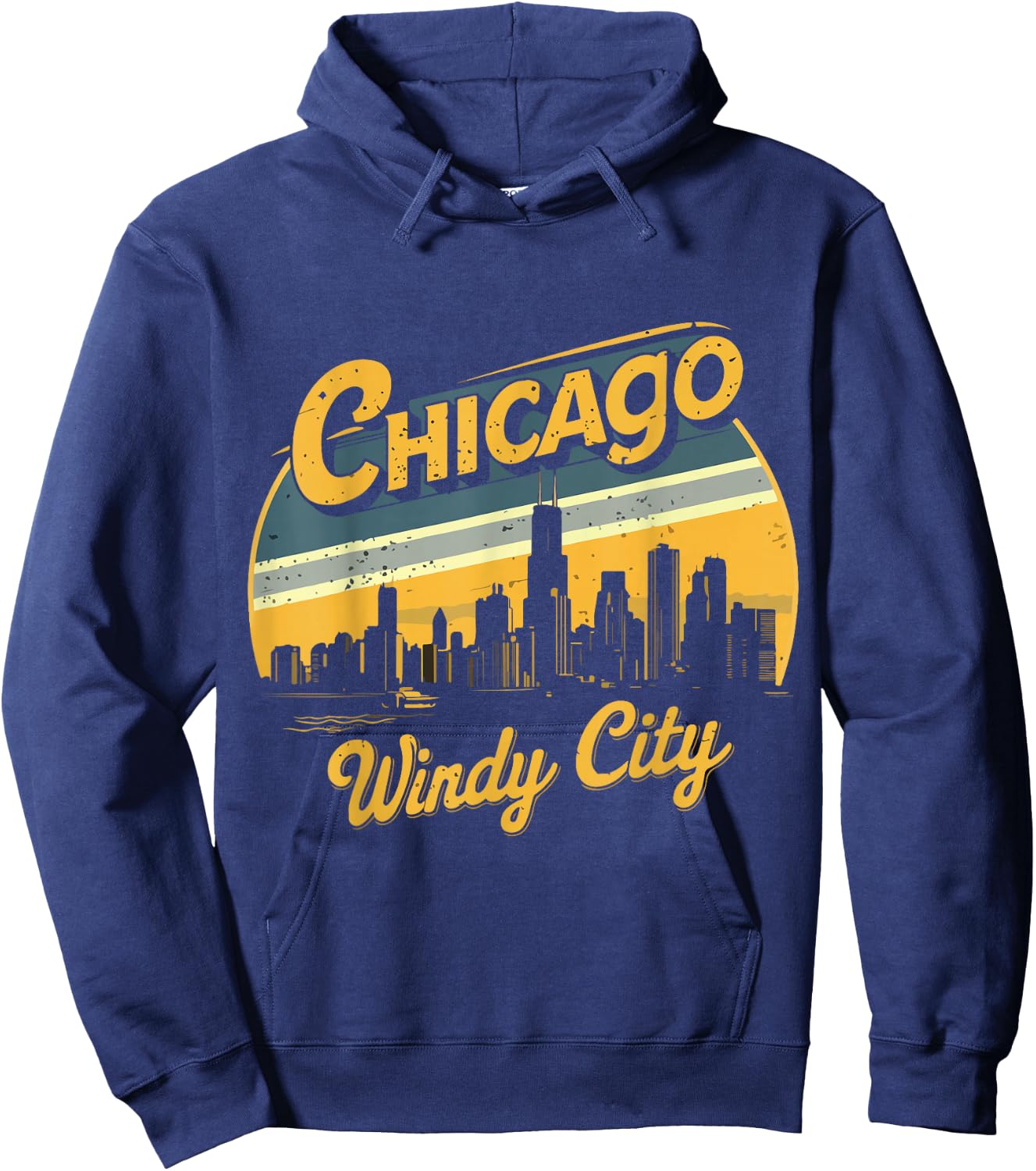 Chicago Skyline Windy City Costume Vintage Illinois Souvenir Hoodie - Hoodie | Navy