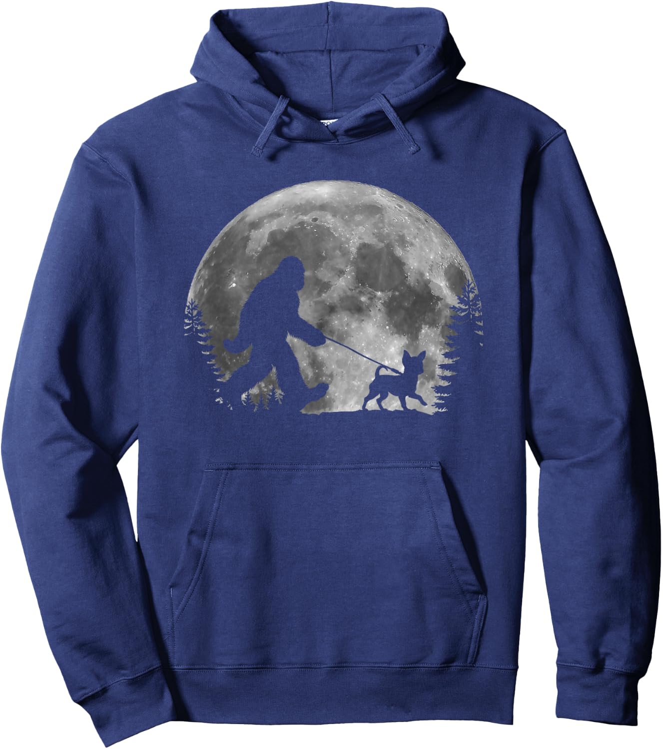 Bigfoot Walking a Dog Funny Chihuahua Lovers Moon Halloween Men Women Kids Hoodie - Hoodie | Navy